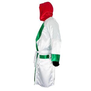 Robe de boxe de qualité supérieure avec capuche et logo doré au design personnalisé meilleure qualité 100% polyester satin boxe Rob RRI-BR-005 - Product Image 2