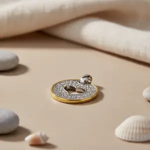 Collier pendentif en forme de cœur en or et argent pour femmes, bijoux en cristal avec des charmes envoûtants - Product Image 2