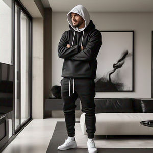 Sudadera con capucha de alta calidad, pantalones de chándal, ropa deportiva para hombre, chándal para correr, chándal de lana de algodón transpirable para hombre - Product Image 5