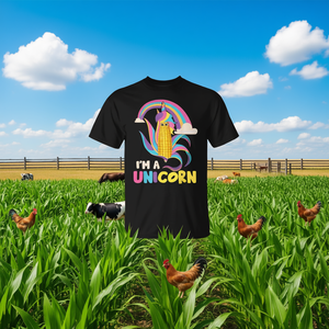 Camiseta para niños I'm A Unicorn Maize Corn Cob, camiseta divertida con tema agrícola, manga corta, cuello redondo, impresión digital unisex - Product Image 3
