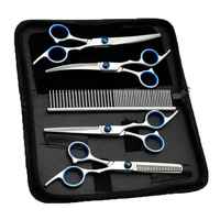 5 pièces/ensemble acier inoxydable chiens de compagnie toilettage ciseaux costume coiffeur ciseaux pour chiens professionnel Animal barbier outils de coupe