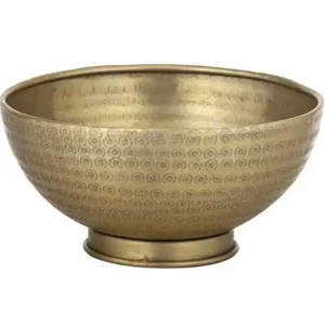 Cuenco de metal para servir, cuenco de plata de larga duración martillado de Color dorado de alta calidad, elegante para el hogar, mesa, comida, frutas, uso para servir - Product Image 1