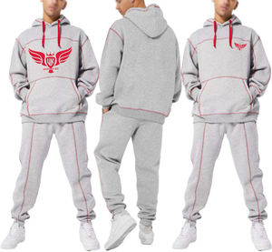 Ensemble survêtement personnalisé avec couture contrastée, pantalon de survêtement ample et sweat-shirt, fabricant de vêtements - Product Image 1