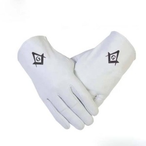 100% organic cotton gloves best quality Masonic Cotton gloves <b>Cheap</b> price gloves High Quality - Product Image 4