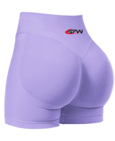 Shorts de sport taille haute élastiques pour femme, en nylon uni sans couture 220g, pour le yoga, la gym, la course et le cyclisme