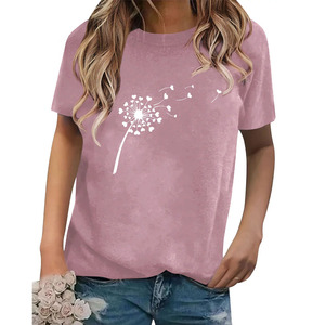 เสื้อยืดคอกลมสำหรับผู้หญิงทำจากผ้าฝ้ายสีพื้นพิมพ์ลายสี100% เป็นมิตรต่อสิ่งแวดล้อม - Product Image 1