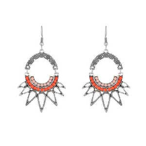 Urthn Orange Résine Pierre Rhodium Plaqué Lustre Boucles D'oreilles 1311806B Mode Dangler Bijoux - Product Image 1