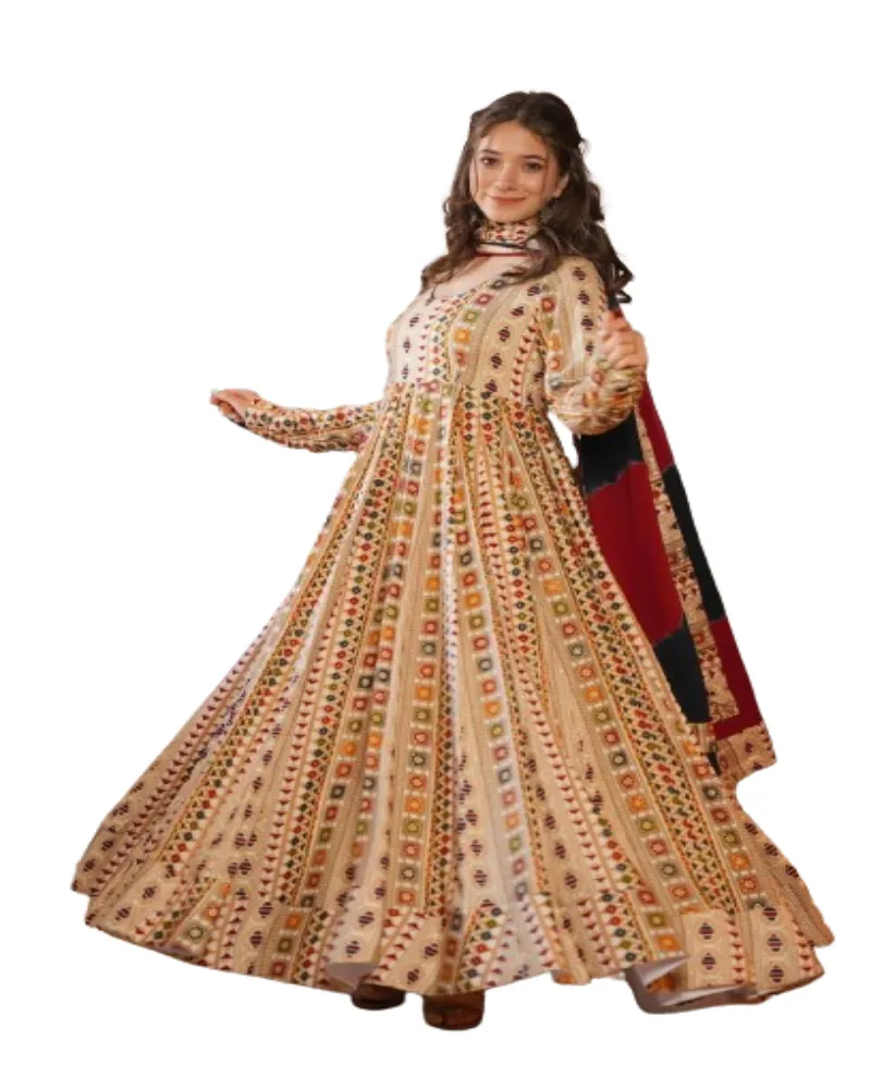 Indian Pakistani Poly REYON Embroidery Work Fancy Salwar Kameez Suit For Women Wedding Collection Of Saree Long Gown Dress Saree