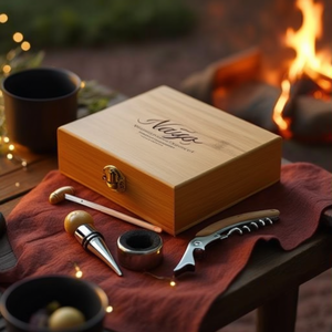 Ensemble de vin personnalisé Naig, gadgets de service pour boissons dans une élégante boîte en bois - Product Image 3