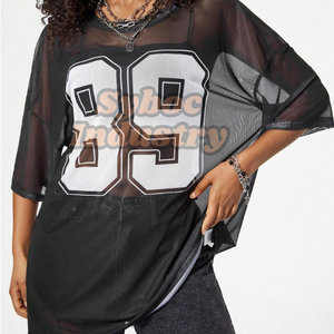 Camiseta unisex de gran tamaño, camiseta de malla de verano transpirable con hombros caídos y estilo para ropa de gimnasio - Product Image 3