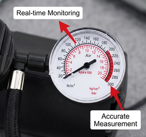 Compresseur d'air portable 12V 300 PSI pour voiture, gonfleur de pneus électrique avec manomètre pour auto, vélo et ballon - Prix usine OEM - Product Image 3