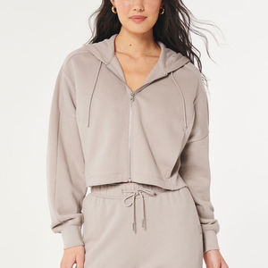 Sudadera con capucha de invierno con estampado personalizado, sudaderas con capucha de lona recortadas para mujer con Top corto con cordón, servicio OEM de Pakistán - Product Image 4