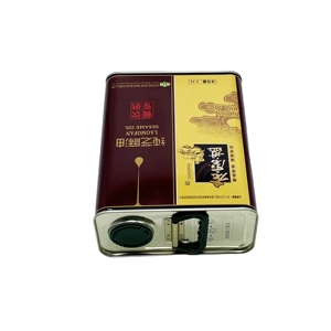 Boîte en fer blanc rectangulaire de qualité alimentaire 2,5 L pour huile d'olive avec couvercle en plastique et impression offset - Product Image 3