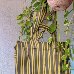 กระเป๋าช้อปปิ้งทำจากโพลีโพรพิลีนรีไซเคิลดีไซน์ลายขวางขนาดเล็กเป็นมิตรกับสิ่งแวดล้อม - Product Image 1