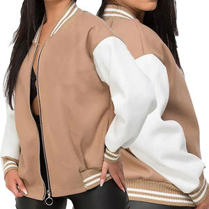 Chaqueta Universitaria de Béisbol para Mujer, Elegante, para Uso Casual, Chaqueta Universitaria Personalizada con Mangas de Cuero, Gran Venta - Product Image 3
