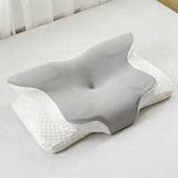 Oreiller ergonomique en mousse à mémoire de forme en forme de papillon, à récupération lente, pour le soutien du cou, oreiller de sommeil orthopédique cervical