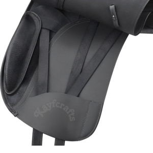 Selle anglaise tout noir de qualité supérieure Design de dressage à double rabat Siège rembourré en cuir de vachette souple Rouleaux de genou épais Panneau sécurisé en cuir pour - Product Image 3