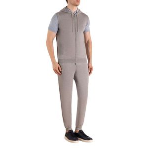 Sweat à capuche sans manches en polyester respirant de qualité supérieure pour homme, avec poche latérale et cordon de serrage, gris, logo personnalisé - Product Image 3