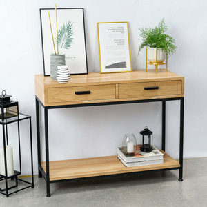 COGI Minimalist Luxury Console <b>Table</b> Contemporary <b>Mirrored</b> Wooden Top Iron Frame for Entry Villa Application-Decorative Accent - Product Image 1