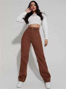 Nouveaux jeans pour femmes très vendus, polyvalents, multi-poches, taille haute, jambes larges, décontractés, en denim, pantalon, pantalon pour femmes - Product Image 2