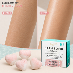 Set de Regalo de Bombas de Baño con Forma de Corazón de Cristal Brillante, 4 Piezas, con Aceite de Semilla de Uva, Sal Marina, Vitamina E, Bombas de Baño Efervescentes Hidratantes para la Piel - Product Image 4