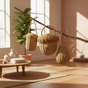 Cesta de ratán tejida a mano, cestas de almacenamiento hechas a mano, ratán natural, modernas, multifuncionales, hechas en Vietnam - Product Image 5