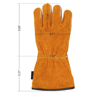 Guantes de soldadura de cuero dividido de piel de vaca resistente de alta calidad, certificado CE, resistente a la abrasión, resistencia al calor, brazalete de seguridad - Product Image 3