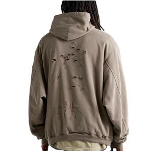 2025 personnalisé hommes Vintage en détresse sweats à capuche respirant 100% coton lourd hommes en détresse sweat à capuche - Product Image 3