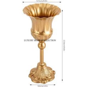 Maravilloso diseño chapado en oro de gran tamaño Decoración de mesa florero de lujo calidad hogar Hotel y restaurante boda trompeta - Product Image 1
