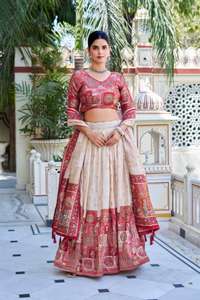 PRASANG 02 Jecard Viscose <b>Red</b> Lehenga Choli Silk <b>Material</b> for Wholesalers - Product Image 2