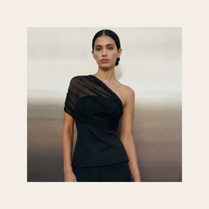 Top de un solo hombro personalizado para mujer, de tela de malla ITY premium, con diseño asimétrico fruncido sexy, para fiesta - Product Image 2