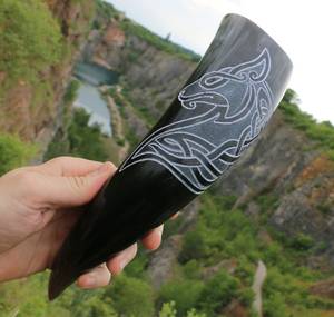 Corne à boire de Buffalo Viking de qualité supérieure 100% Sculpture écologique faite à la main - Product Image 3