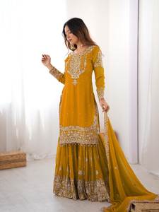 Trendy Women's Faux Georgette Salwar Kameez Set Flowing <b>Fabric</b> Traditional Style Sun Protection for Party Weddings Functions - Product Image 4