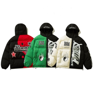 Wholesale 100% High Quality Men's Winter Ribs Printed Canvas Bubble Jackets Comfortable Breathable Fabric Stand Collar Vintage - Product Image 6