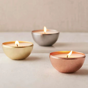 Demi-bol en aluminium bougeoirs or argent cuivre métal photophore décoratif bougeoir ensemble moderne décor à la maison - Product Image 1