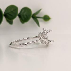 Anillo de montaje semi de Plata de Ley 925 9x7mm hoja ovalada temática acento Halo componentes de joyería hechos a mano con trabajo de piedras preciosas CZ - Product Image 5