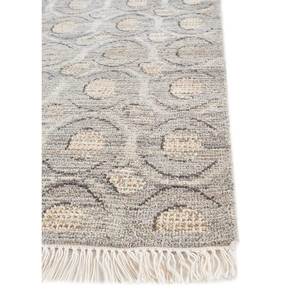 Tapis en laine gris et noir noué à la main Erbe Lnr-3120, motif géométrique et abstrait, tapis rectangulaire pour salon, fabriqué en viscose, fait main - Product Image 4