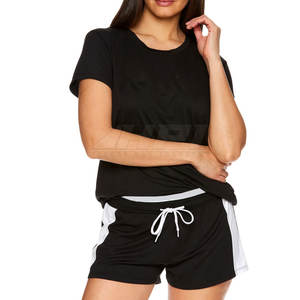 Ensemble T-shirt et short d'été pour femmes Tenue décontractée de salon Ensemble T-shirt et short en coton pour femmes Vêtements de maison confortables - Product Image 2