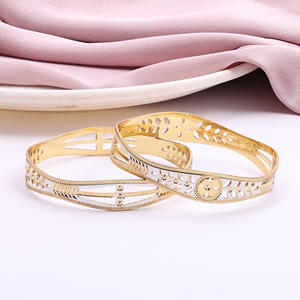 Wholesale Two-Tone Gold Plated CNC Bangles Trendy Dual Tone Brass <b>Fashion</b> Orthodox Traditional Bangles Gold Filled Bangles - Product Image 2
