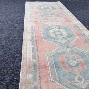 0.3x11.7 ft Vintage <b>Runner</b> Rug, Turkish <b>Red</b> Moroccan Rug - Product Image 5