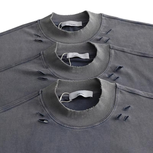 เสื้อยืดแขนสั้นคอตั้งสไตล์อเมริกันสำหรับผู้ชายเสื้อยืดสตรีทแวร์ผ้าคอตตอน100% ปักโลโก้ได้ตามต้องการ - Product Image 3