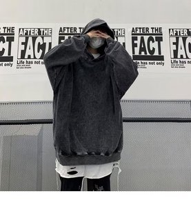 Hombres Streetwear Estilo Vintage Stone Acid Wash Sudadera con capucha en blanco Hip Hop French Terry Cloth Sudaderas con capucha lavadas DDP Envío - Product Image 3