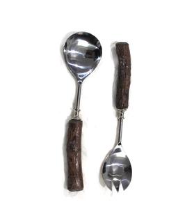 Meilleur Style Couverts De Cuisine Nouveau Design En Acier Inoxydable Dîner Salade Serveur Cuillère Avec Miroir Polonais Manche En Bois pour Table À Dessert - Product Image 1