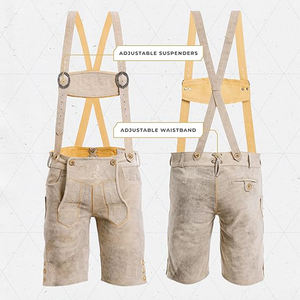 Pantalones cortos de cuero bordados Lederhosen Bavarian Trachten para hombre auténtico para traje de Oktoberfest - Product Image 2