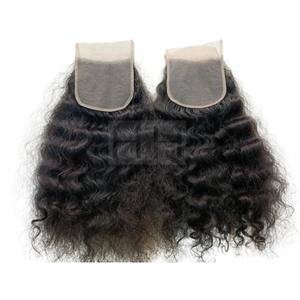 Extensiones de cabello natural y voluminoso Curl Remy Hair Black Natural Curly Raw Lace Closure Ring Extensiones de cabello humano de la India - Product Image 1