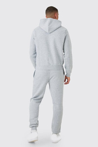 Wholesale <b>Men's</b> Basic Boxy Hooded Jogger Set <b>Grey</b> Oversized <b>Hoodie</b> Custom Logo Embroidery Casual Boxy Hooded Tracksuit Winter - Product Image 3