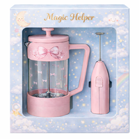 Cafetière à piston rose mignonne WS avec mousseur à lait, coffret cadeau, logo personnalisé, ensemble de vente en gros, modèle WS-T102ST