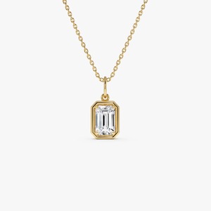 Glamuroso Collar con Colgante de Diamante Cultivado en Laboratorio con Corte Esmeralda de 1.00 Ct E-F VS, Cadena de Oro de 14K, Ideal para Regalo de Aniversario o para Novias - Product Image 1
