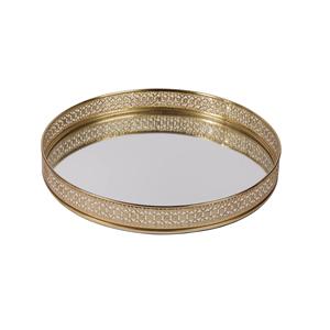 Silver & Gold Plated Metal Frame <b>Mirror</b> Glass Tray <b>with</b> Fancy Hard Shape Brass Handles Elegant <b>Storage</b> Trays for Home Decoration - Product Image 5
