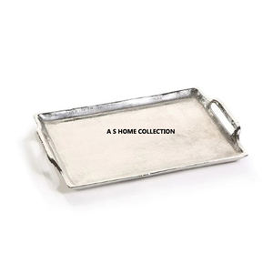 Bandeja de metal Premium para el hogar con borde chapado en oro Decoración de mesa elegante y uso de presentación para eventos especiales - Product Image 3